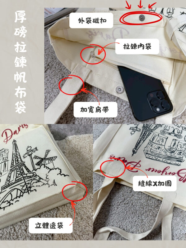 厚磅磁扣帆布袋 ( 早安 ! 巴黎 )